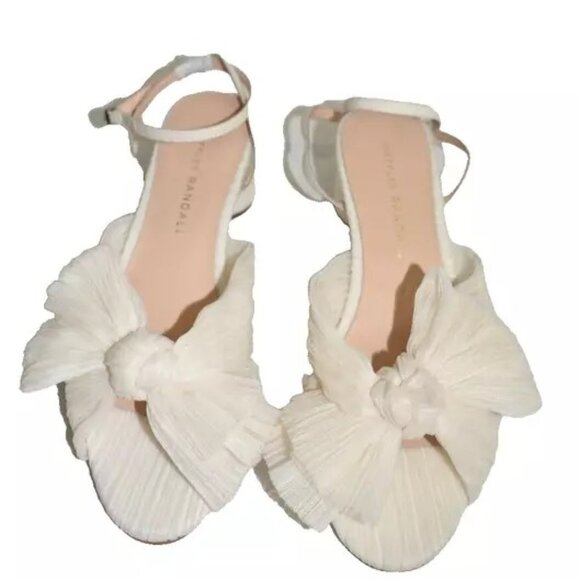 $380 Loeffler Randall Dahlia BOW Ankle Strap Knotted Sandal PEARL 6 (DB38) - Picture 3 of 7